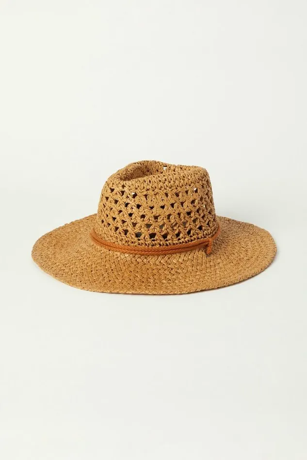 Women Lucky Brand Hats Woven Cowboy Hat With Strap Buff
