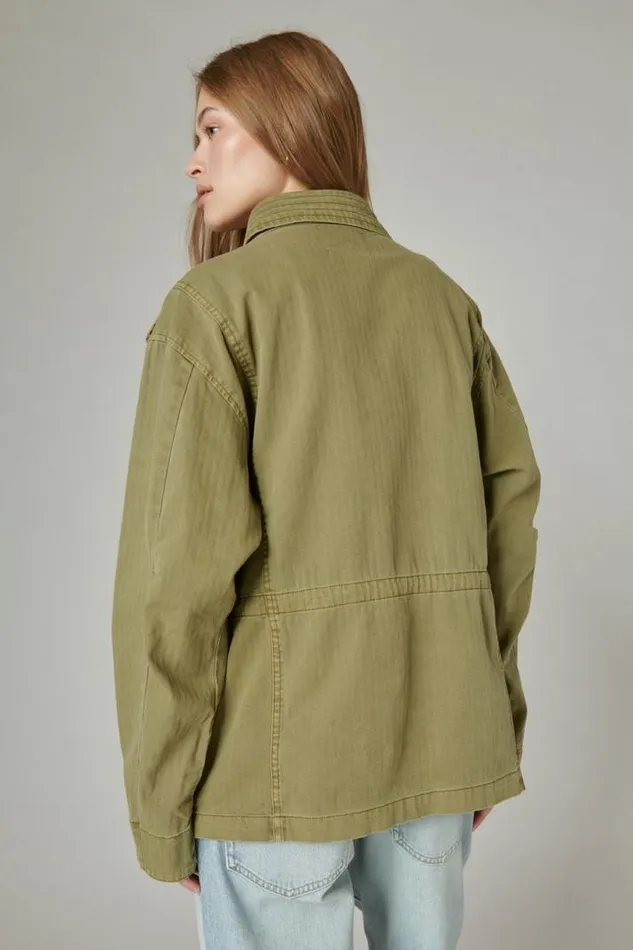 Women Lucky Brand Jackets and Outerwear Classic Military Jacket Olive Drab
