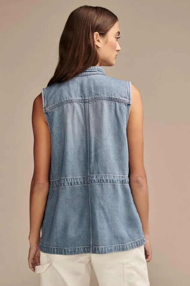 Women Lucky Brand Jackets and Outerwear Denim Utility Vest Lakeside