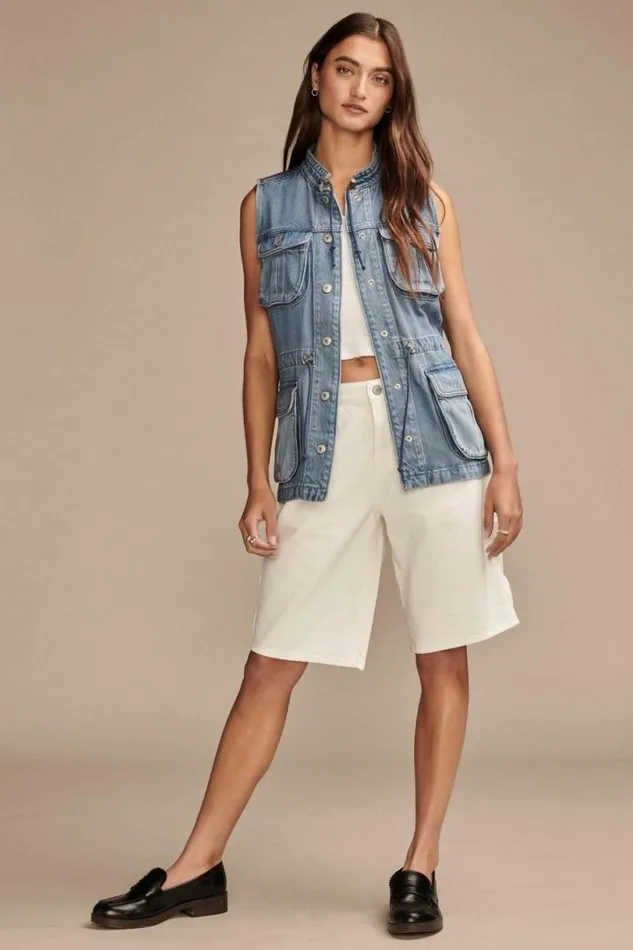 Women Lucky Brand Jackets and Outerwear Denim Utility Vest Lakeside
