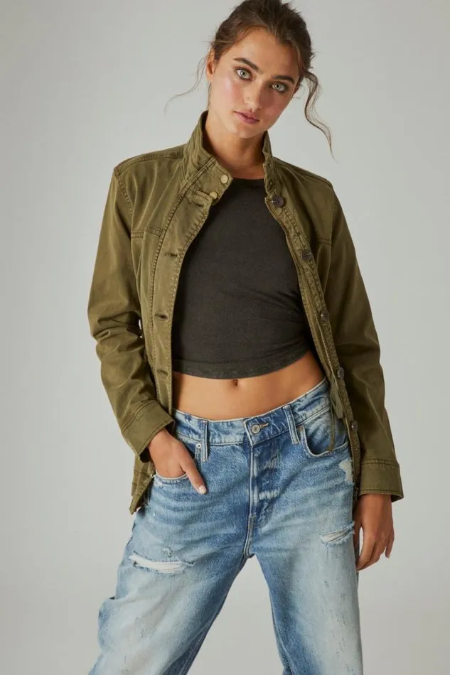 Women Lucky Brand Jackets and Outerwear Utility Jacket Olive Night