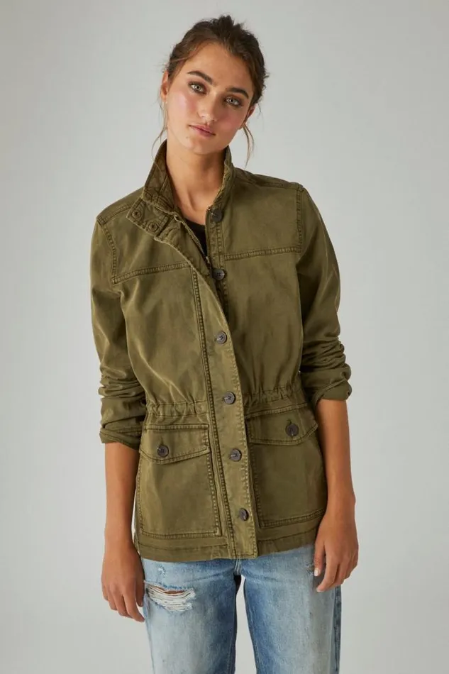 Women Lucky Brand Jackets and Outerwear Utility Jacket Olive Night