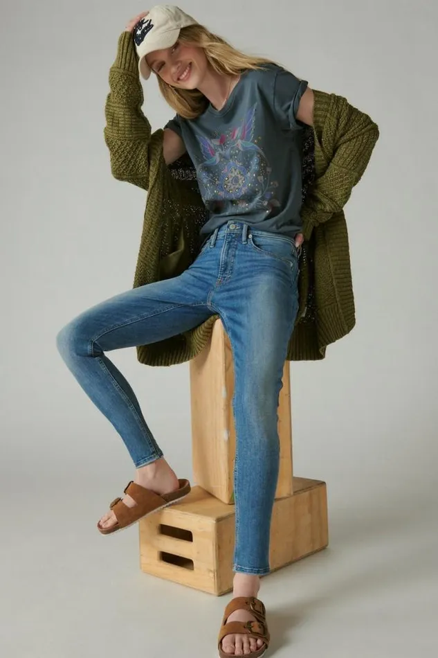 Women Lucky Brand Jeans High Rise Bridgette Skinny Wanderer