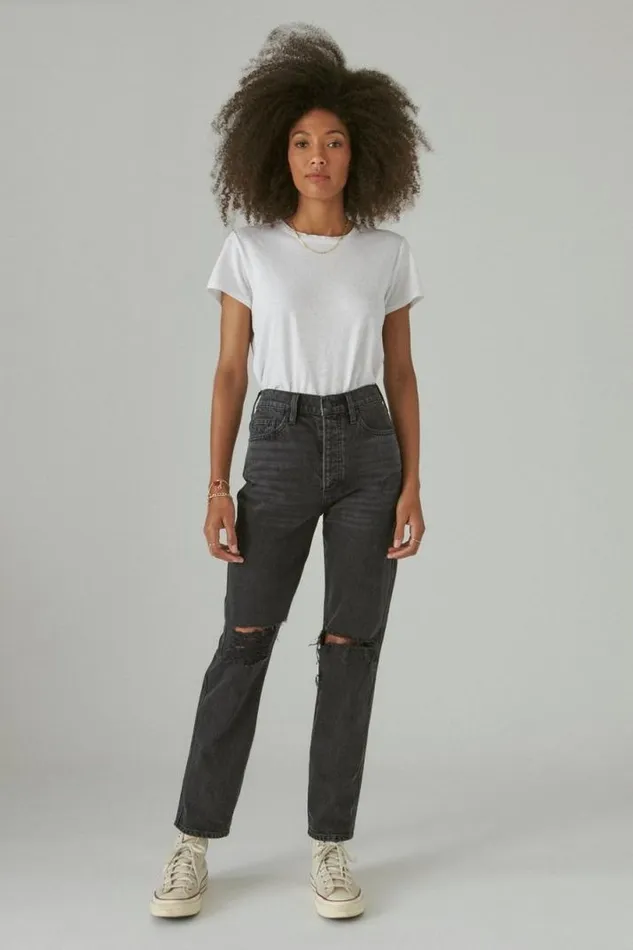 Women Lucky Brand Jeans High Rise Drew Mom Meteor Dest