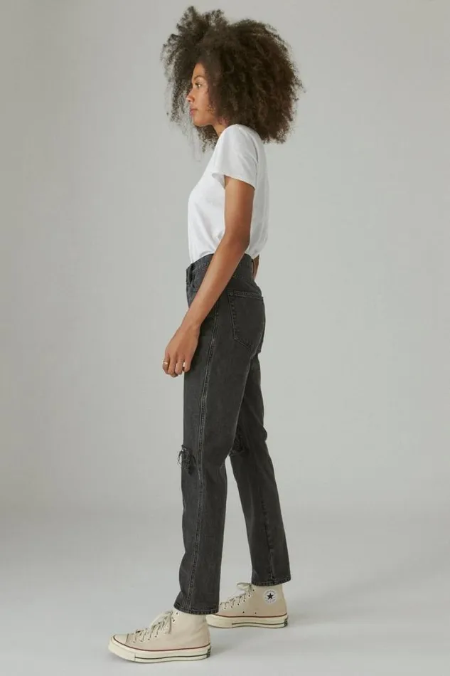 Women Lucky Brand Jeans High Rise Drew Mom Meteor Dest