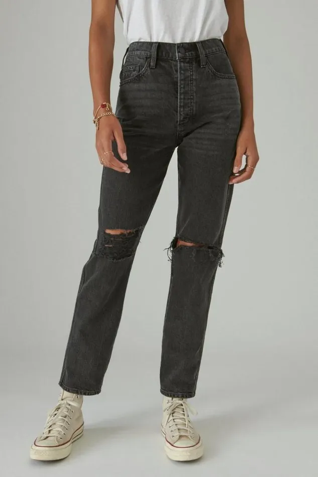 Women Lucky Brand Jeans High Rise Drew Mom Meteor Dest