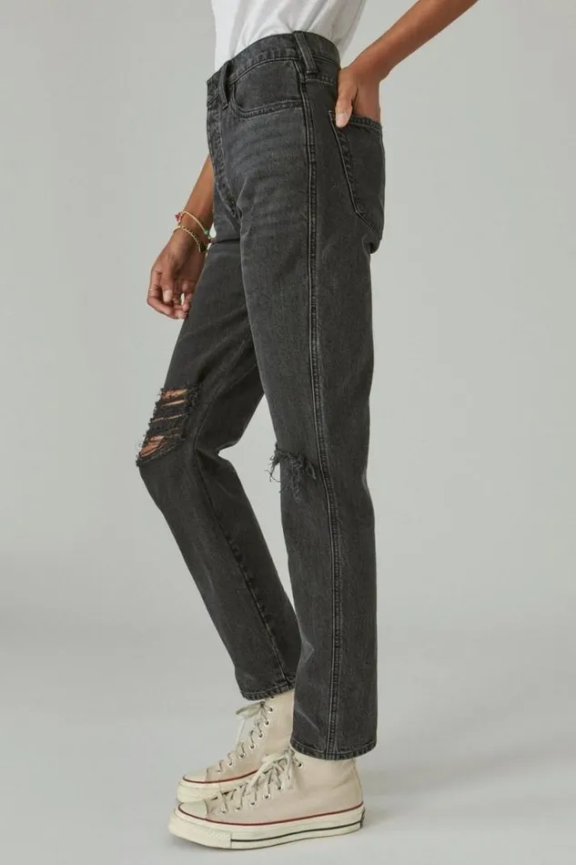 Women Lucky Brand Jeans High Rise Drew Mom Meteor Dest