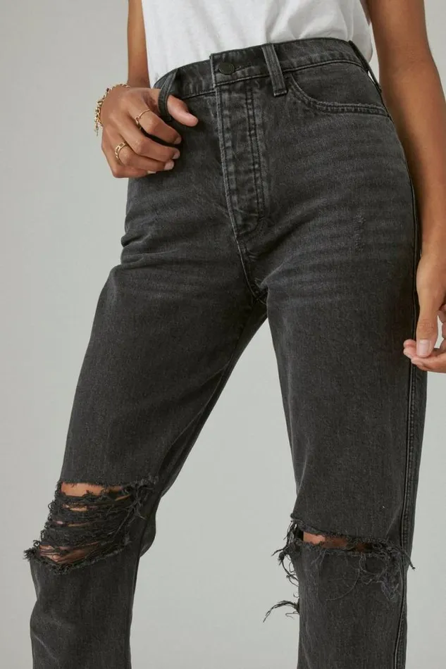 Women Lucky Brand Jeans High Rise Drew Mom Meteor Dest