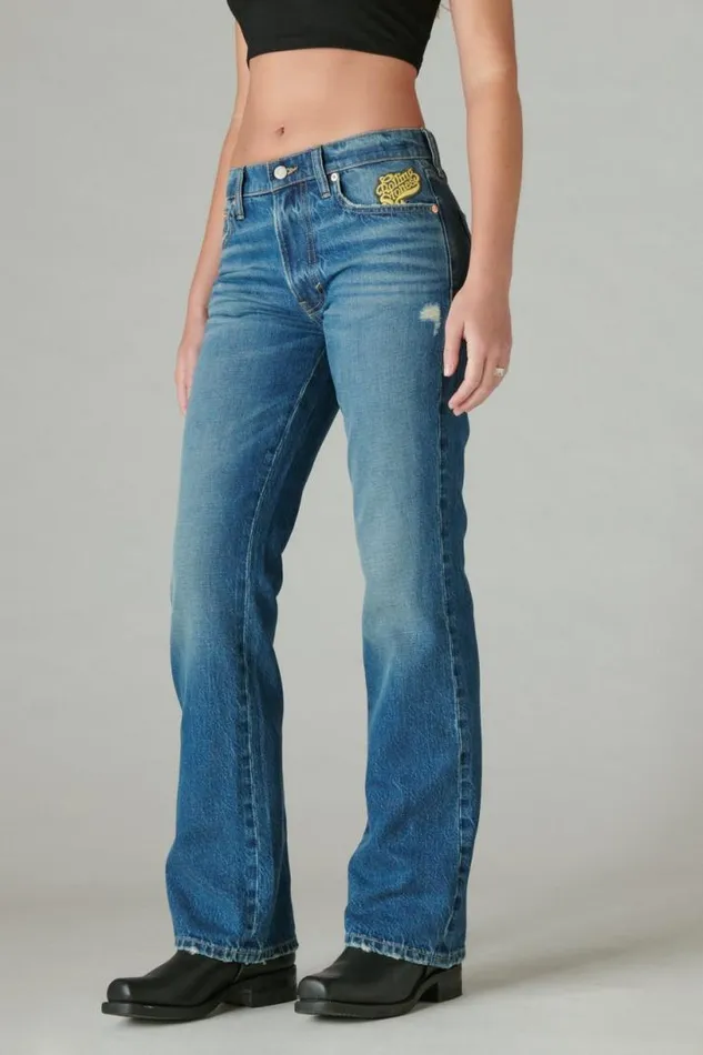 Women Lucky Brand Jeans Rolling Stones Boyfriend Flare Satisfaction