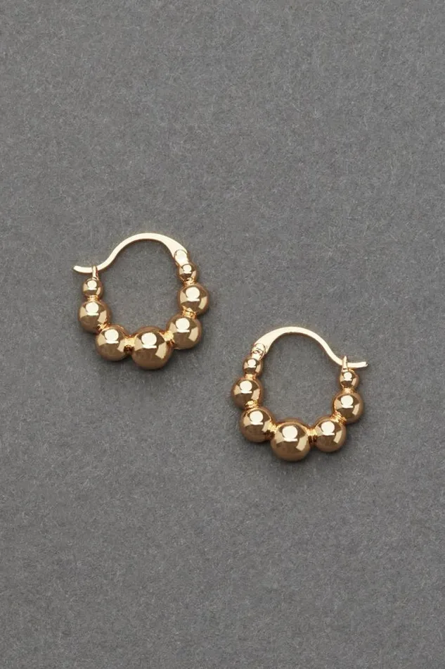 Women Lucky Brand Jewelry Ball Beaded Hoop Earring Silver