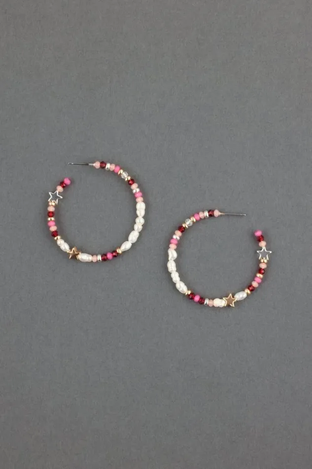 Women Lucky Brand Jewelry Beaded Hoop Earring Two Tone