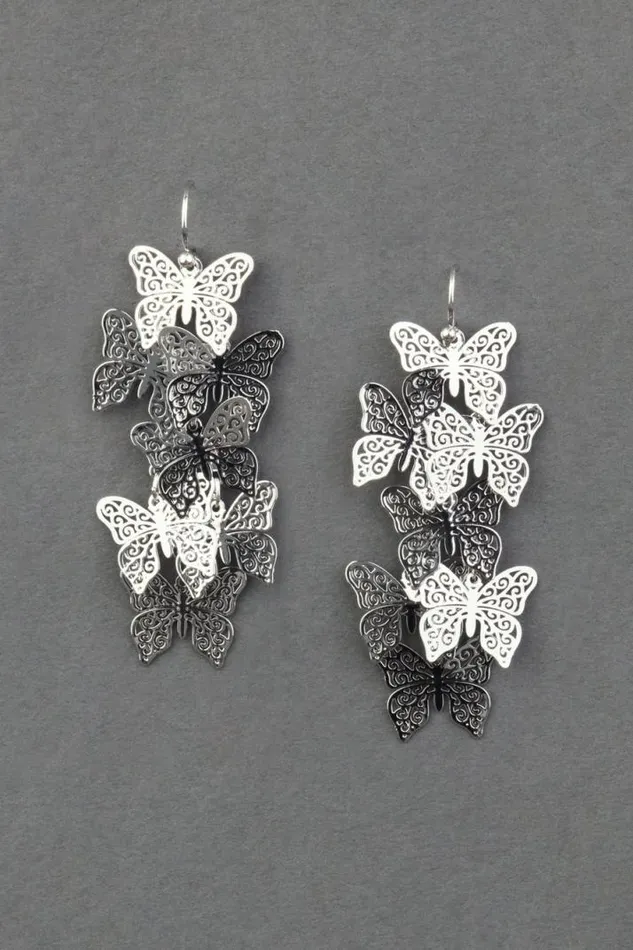 Women Lucky Brand Jewelry Butterfly Statement Drop Earring Silver