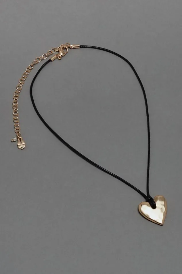 Women Lucky Brand Jewelry Chord Heart Choker Necklace Gold