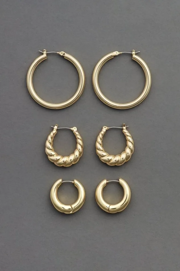 Women Lucky Brand Jewelry Gold Trio Hoop Set Gold