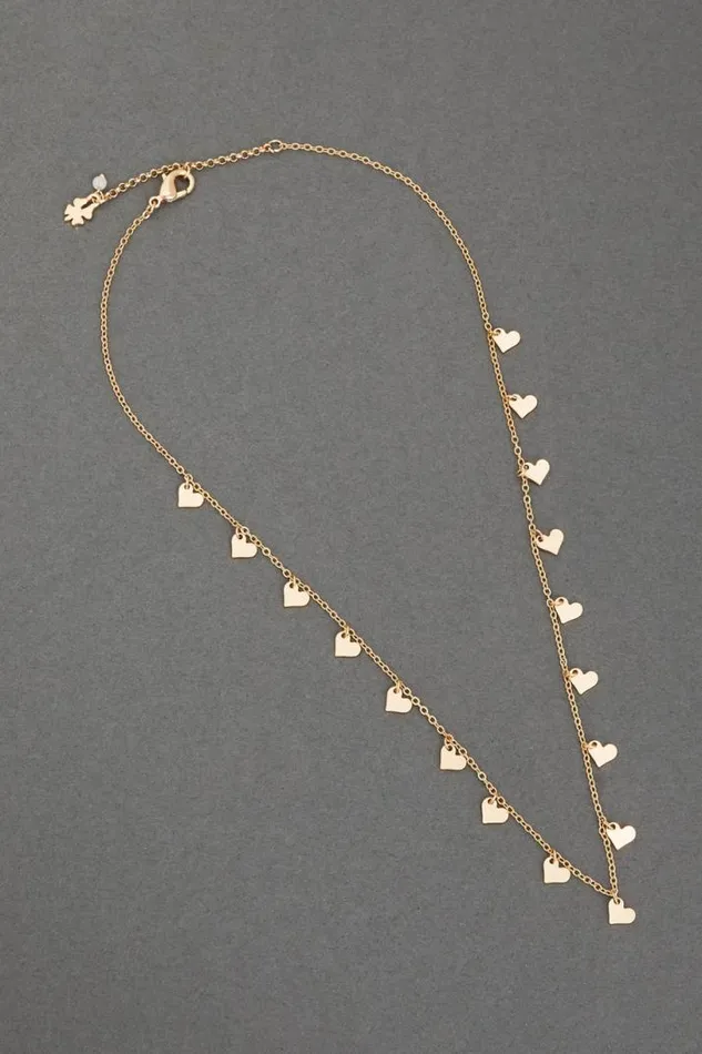 Women Lucky Brand Jewelry Heart Charm Necklace Gold