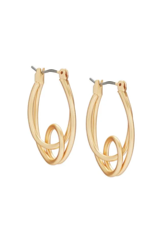 Women Lucky Brand Jewelry Knotted Loop Oval Hoop Earring Gold