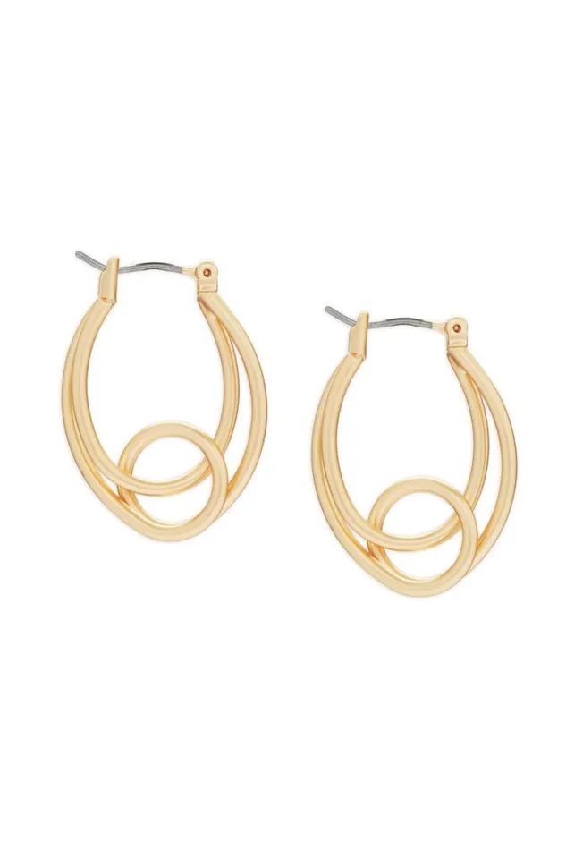 Women Lucky Brand Jewelry Knotted Loop Oval Hoop Earring Gold