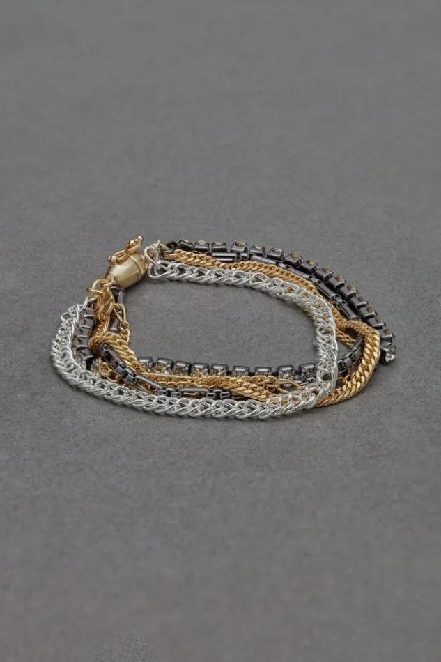 Women Lucky Brand Jewelry Sparkle Layer Bracelet Two Tone