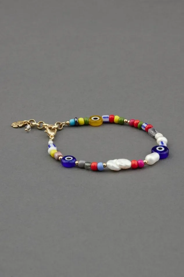 Women Lucky Brand Jewelry Summer Camp Beaded Bracelet Gold