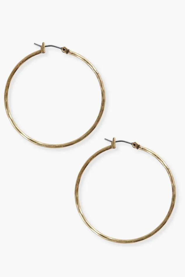 Women Lucky Brand Jewelry Thin Gold Hoop Earrings Gold