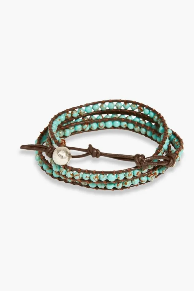 Women Lucky Brand Jewelry Turquoise Wrap Bracelet Medium Light Blue