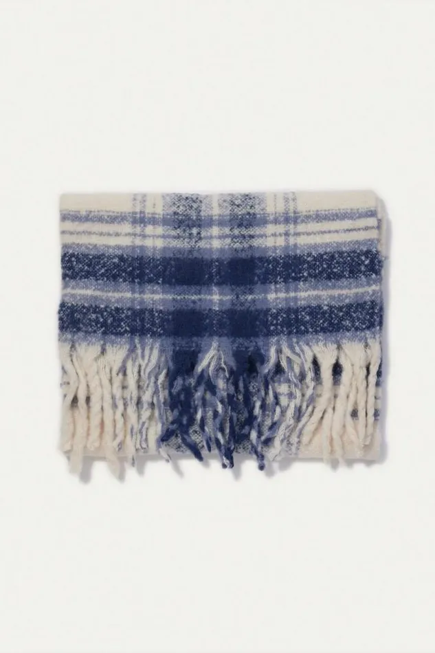 Women Lucky Brand Scarves and Bandanas Plaid Blanket Scarf Navy Combo Women Lucky Brand Scarves and Bandanas Plaid Blanket Scarf Navy Combo