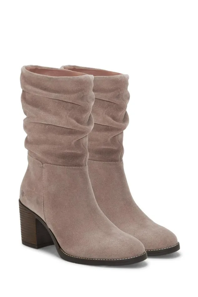 Women Lucky Brand Shoes Bitsie Ruched Boot Camel