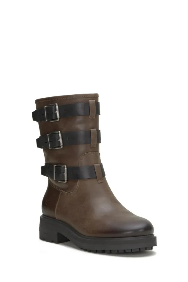 Women Lucky Brand Shoes Cheviss Biker Boot Dark Brown