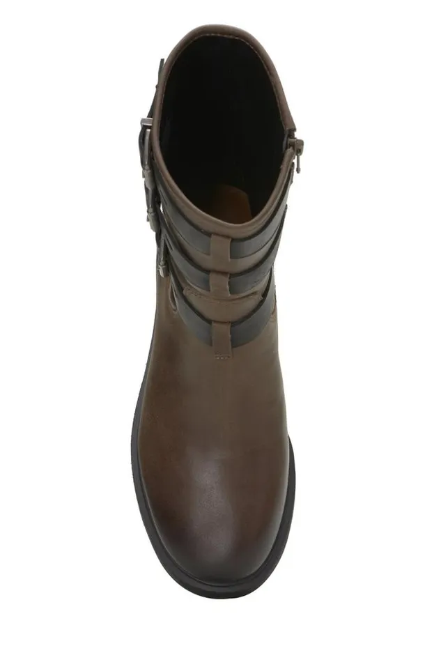 Women Lucky Brand Shoes Cheviss Biker Boot Dark Brown