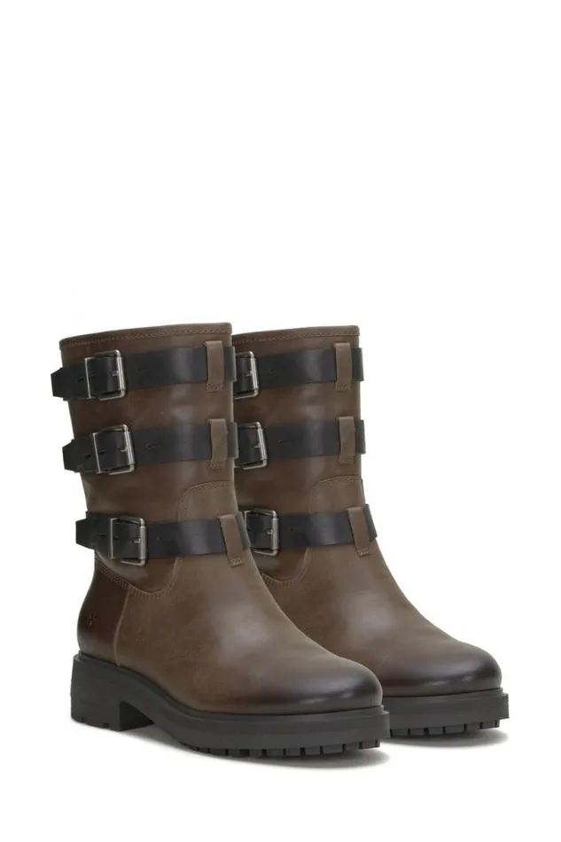 Women Lucky Brand Shoes Cheviss Biker Boot Dark Brown