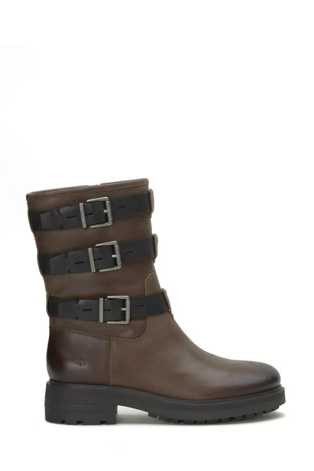 Women Lucky Brand Shoes Cheviss Biker Boot Dark Brown