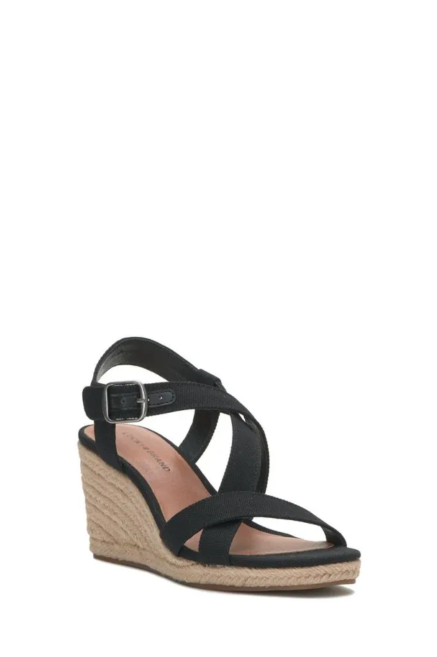 Women Lucky Brand Shoes Mytila Espadrille Wedge Black