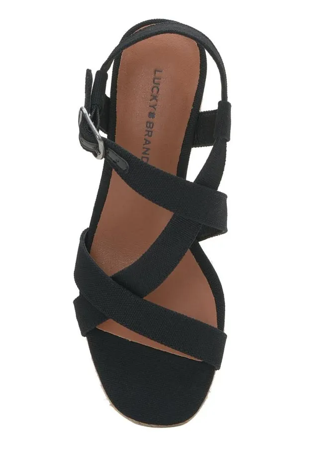 Women Lucky Brand Shoes Mytila Espadrille Wedge Black