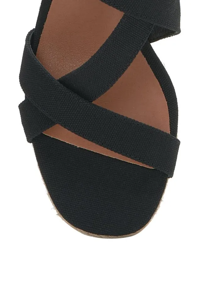Women Lucky Brand Shoes Mytila Espadrille Wedge Black