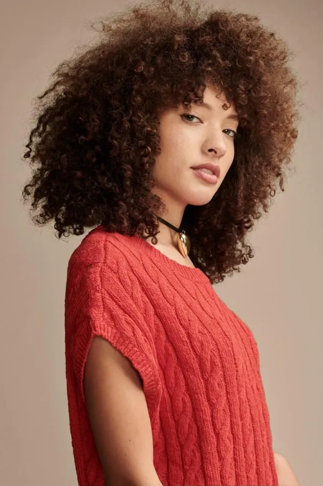 Women Lucky Brand Sweaters and Sweatshirts Baby Cable Crew Sweater Bittersweet
