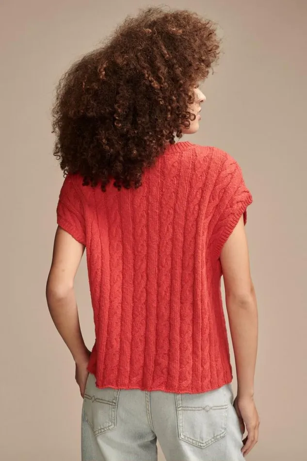 Women Lucky Brand Sweaters and Sweatshirts Baby Cable Crew Sweater Bittersweet