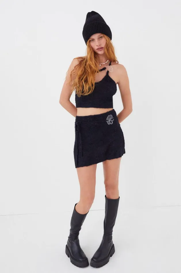 Women Luisa Mini Skirt Black For Love and Lemons Knitwear