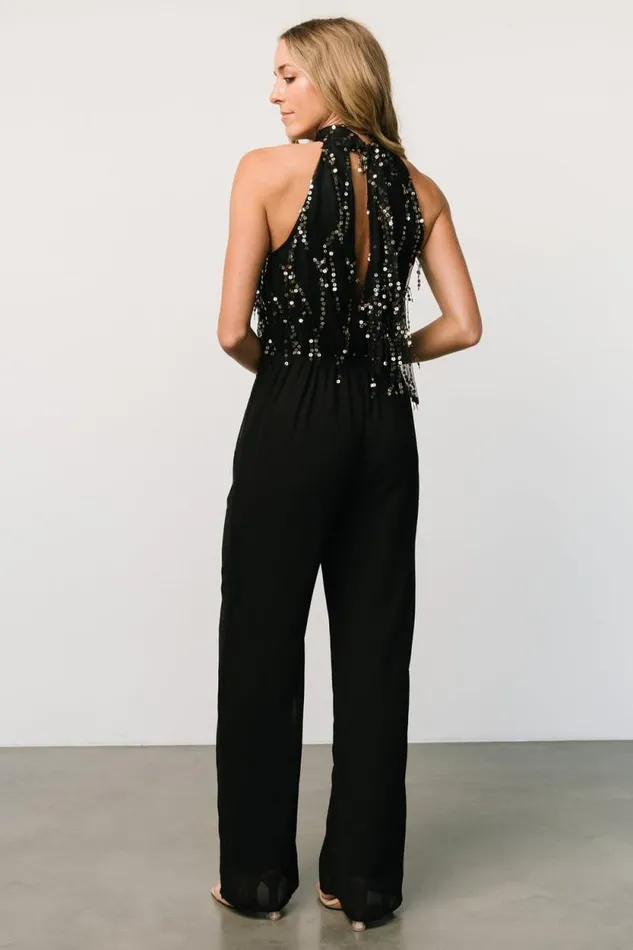 Women Lyla Sequin Jumpsuit Black Baltic Born Embellished and Sequined Women Lyla Sequin Jumpsuit Black Baltic Born Embellished and Sequined