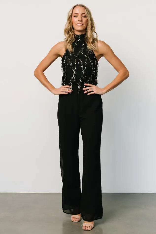 Women Lyla Sequin Jumpsuit Black Baltic Born Embellished and Sequined Women Lyla Sequin Jumpsuit Black Baltic Born Embellished and Sequined