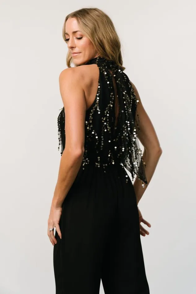 Women Lyla Sequin Jumpsuit Black Baltic Born Embellished and Sequined Women Lyla Sequin Jumpsuit Black Baltic Born Embellished and Sequined