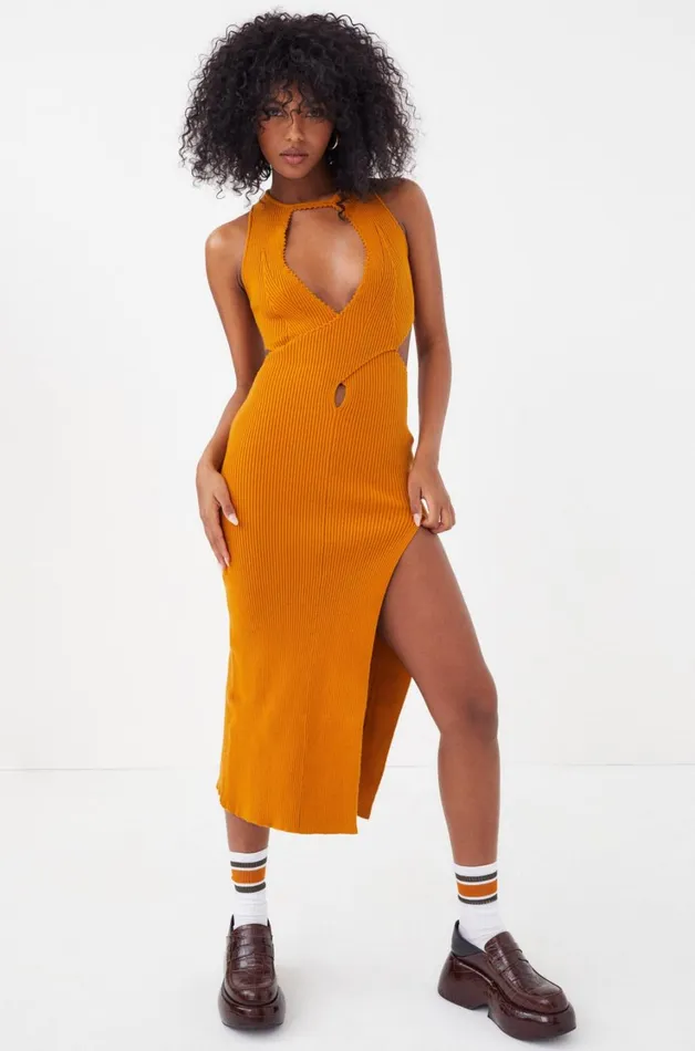 Women Maggie Midi Dress Orange For Love and Lemons Dresses