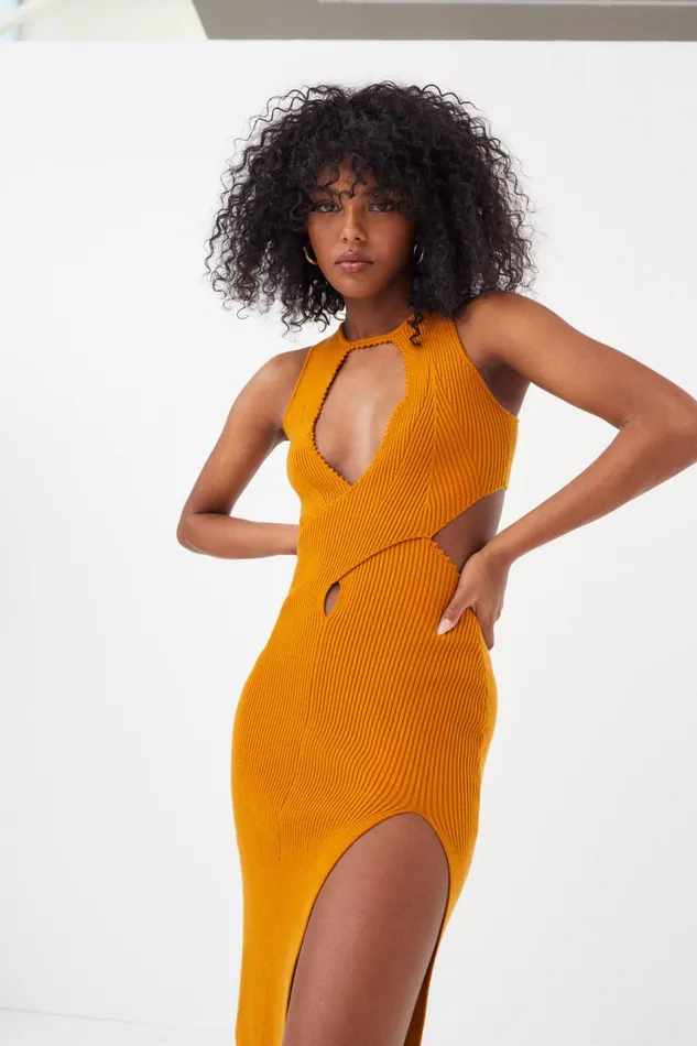 Women Maggie Midi Dress Orange For Love and Lemons Dresses
