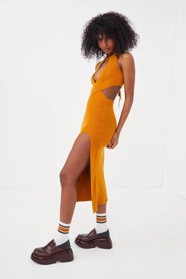 Women Maggie Midi Dress Orange For Love and Lemons Dresses