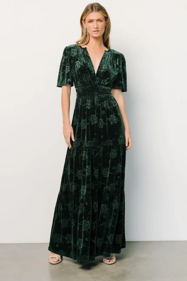 Women Magliato Embossed Velvet Maxi Dress Green Baltic Born Maxi Dresses