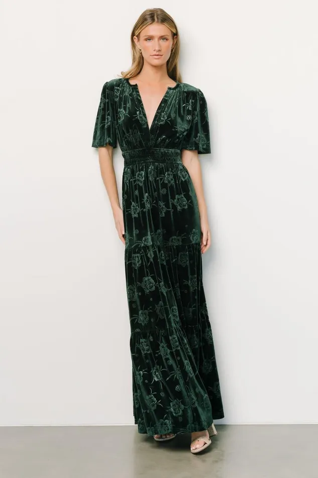 Women Magliato Embossed Velvet Maxi Dress Green Baltic Born Maxi Dresses Women Magliato Embossed Velvet Maxi Dress Green Baltic Born Maxi Dresses
