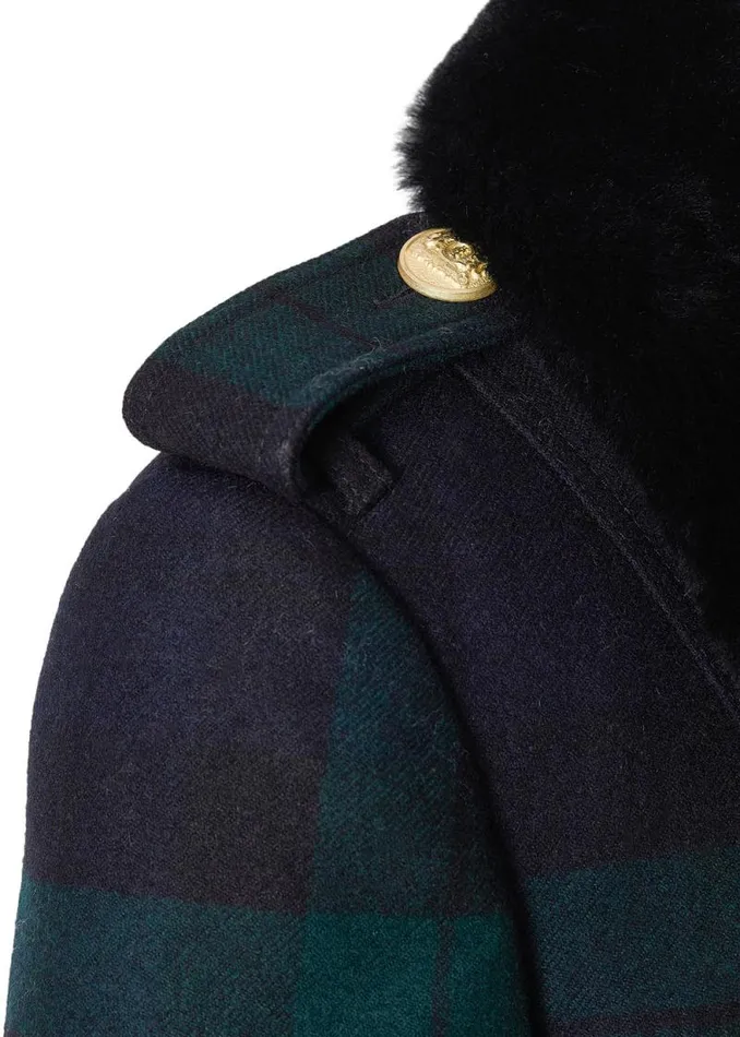 Women Marlborough Shearling Trench Coat Blackwatch Holland Cooper Tailoring