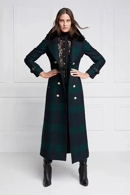 Women Marlborough Shearling Trench Coat Blackwatch Holland Cooper Tailoring