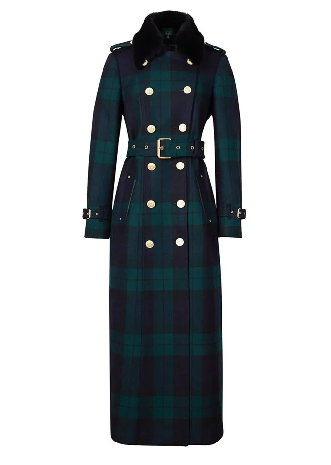 Women Marlborough Shearling Trench Coat Blackwatch Holland Cooper Tailoring