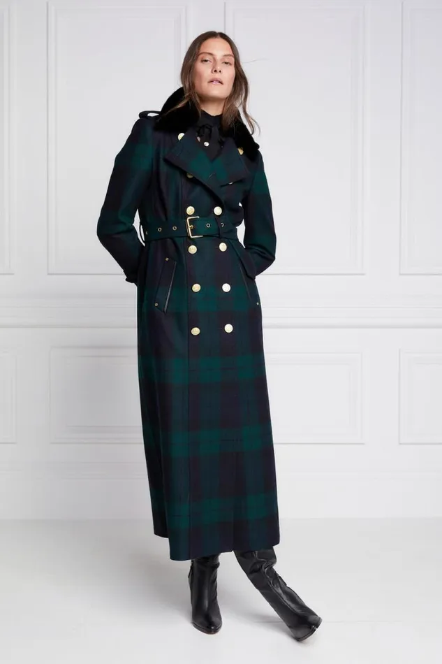 Women Marlborough Shearling Trench Coat Blackwatch Holland Cooper Tailoring