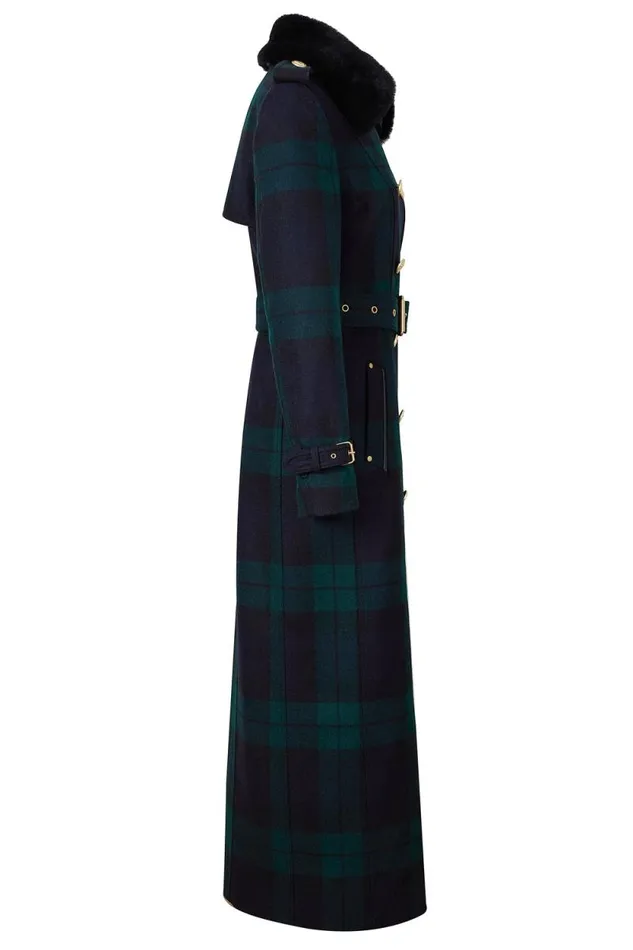 Women Marlborough Shearling Trench Coat Blackwatch Holland Cooper Tailoring